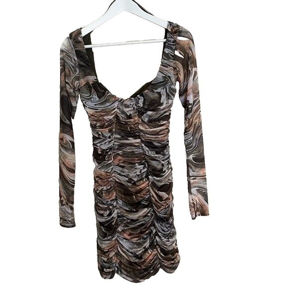 ZARA Ruched Tulle Bodycon Dress Sweetheart Neck Blogger Fave Size XS - Picture 2 of 9